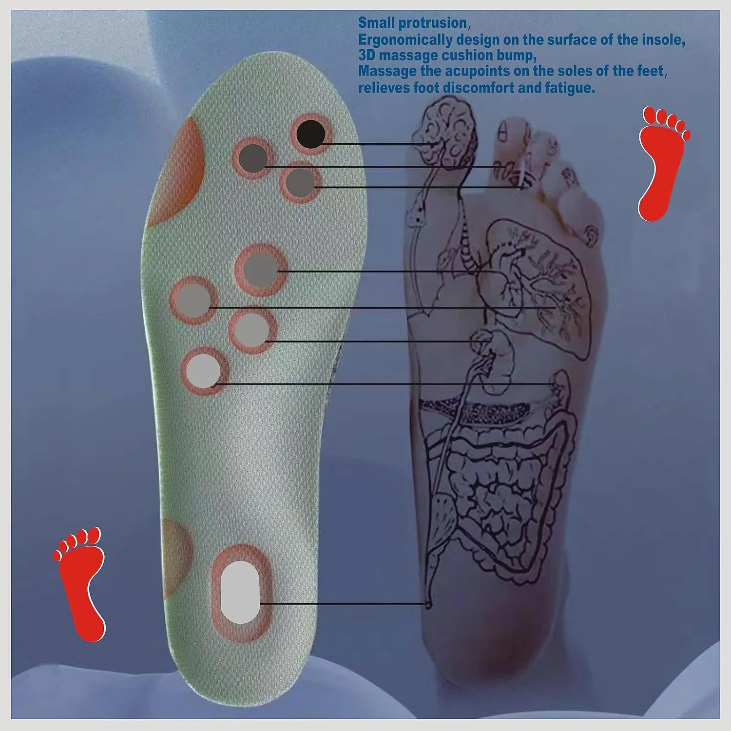 3D Sneaker Insoles Cloud Sole with Excellent Shock Absorption and Cushioning for Men and Women Comfortable Feet Relief Insoles (2Pair, Men US 10.5-13)