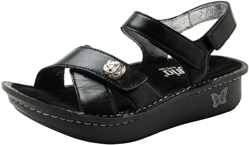 Alegria Women Kelsi Cross Strap Adjustable Leather Sandal