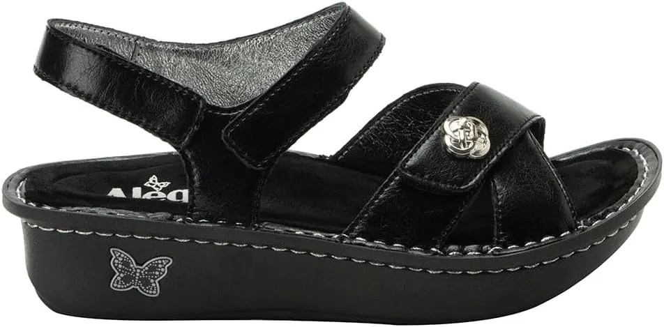 Alegria Women Kelsi Cross Strap Adjustable Leather Sandal
