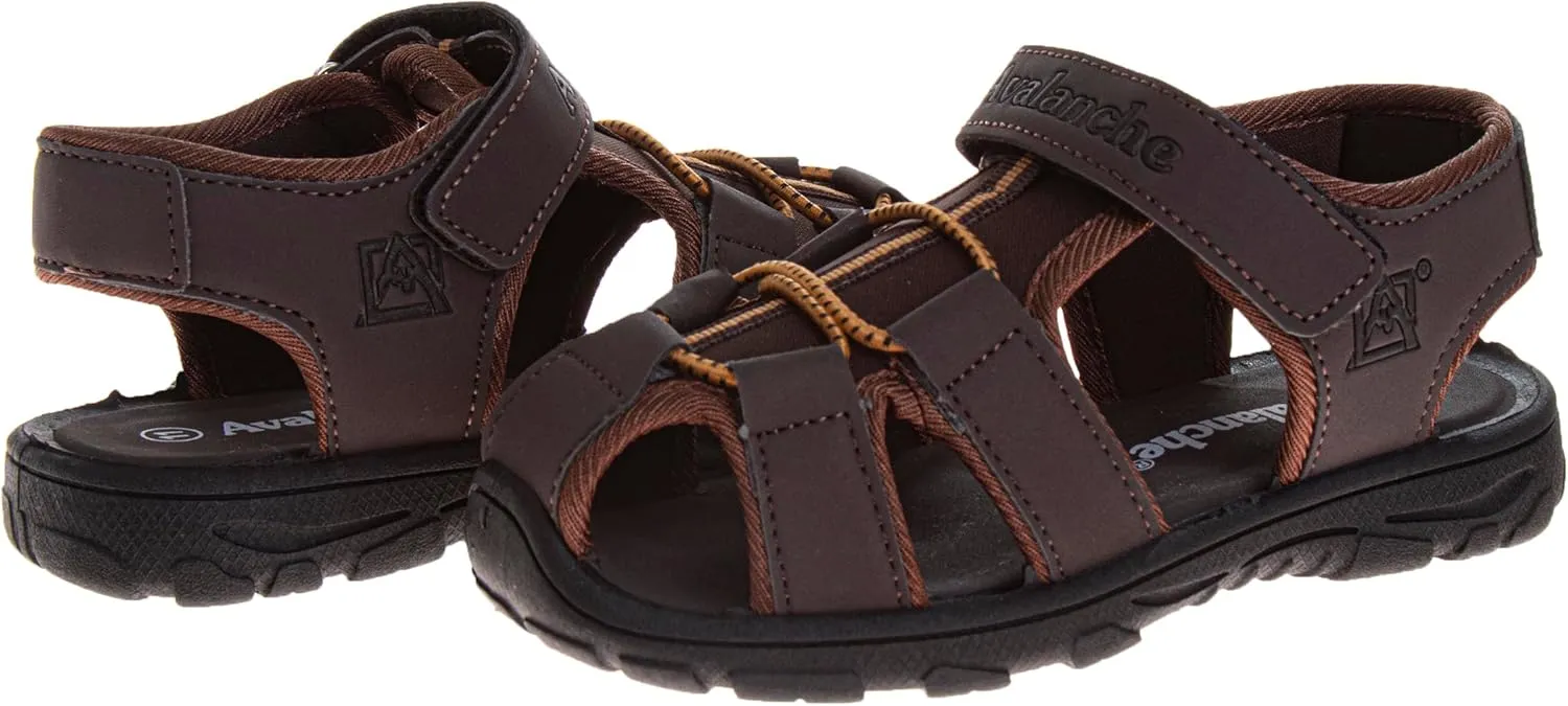 Avalanche Kids Close Toe Sandal with Strap Closure - Durable Walking Sport Sandals for Boys (sizes: 11-13 Little Kid / 1-4 Big Kid)