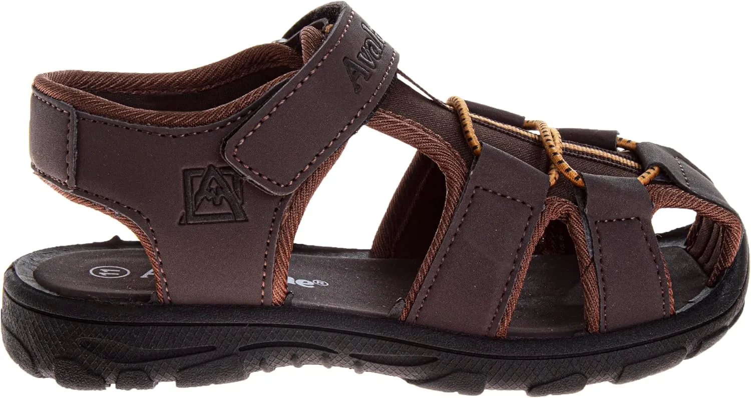 Avalanche Kids Close Toe Sandal with Strap Closure - Durable Walking Sport Sandals for Boys (sizes: 11-13 Little Kid / 1-4 Big Kid)
