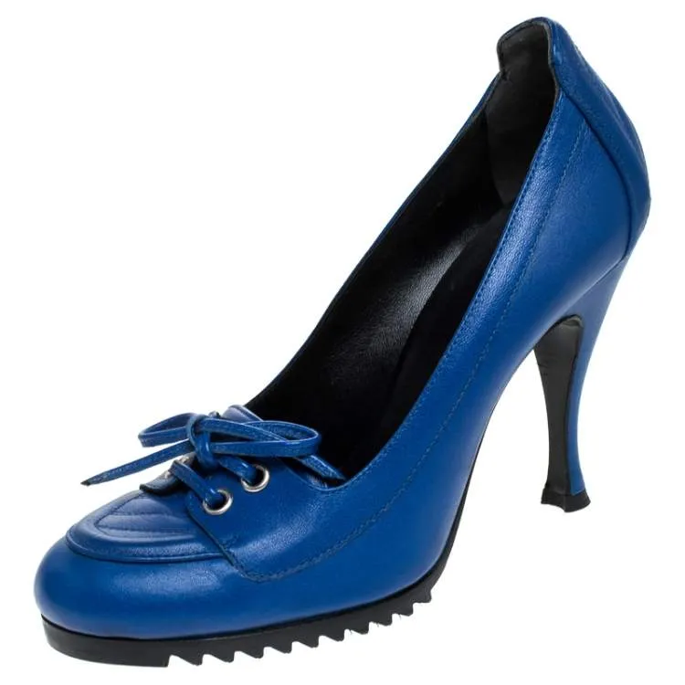 Balenciaga Blue Leather Loafer Pumps