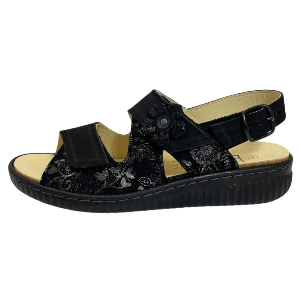 Belvida Portina Claudia Black Nubuck Sandal (Women's)