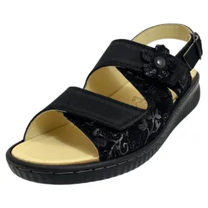 Belvida Portina Claudia Black Nubuck Sandal (Women's)