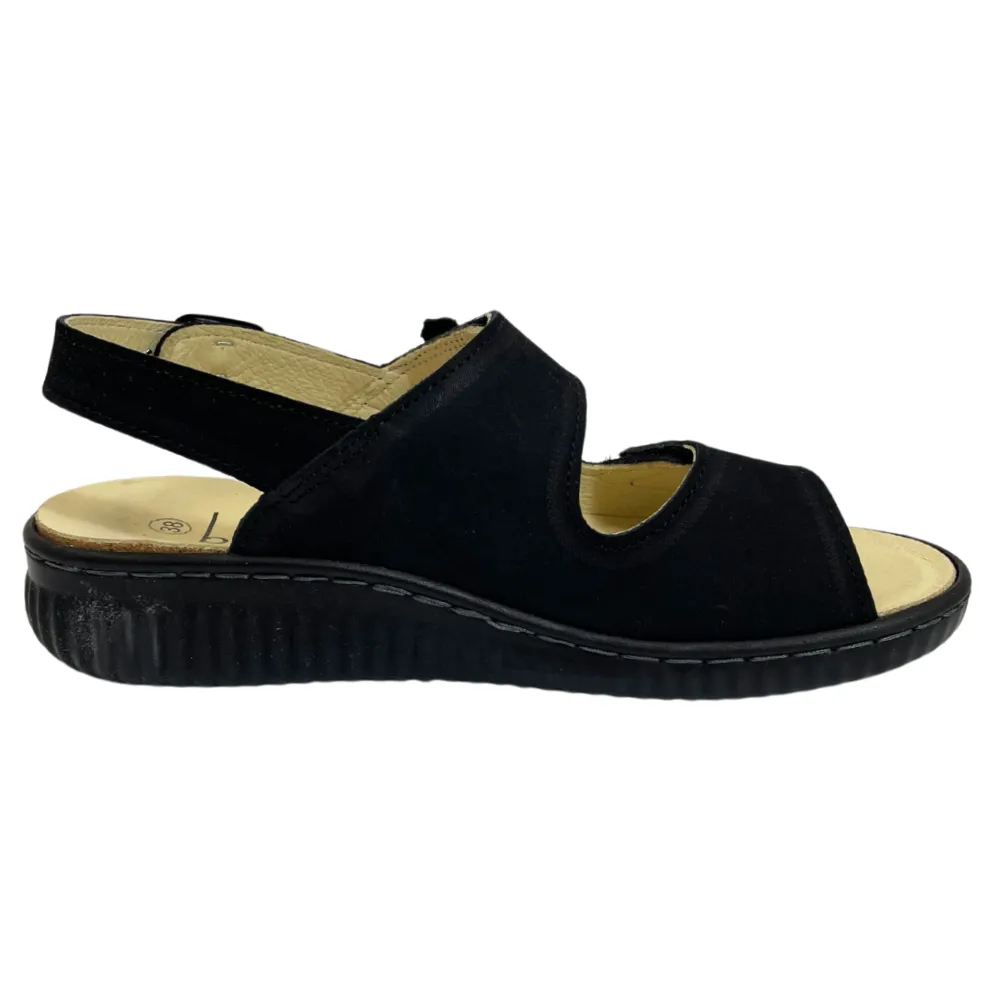 Belvida Portina Claudia Black Nubuck Sandal (Women's)