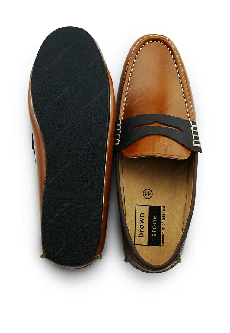 Bicolor Leather Loafer Beige and Nubuck