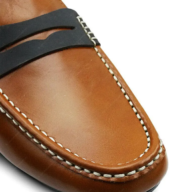 Bicolor Leather Loafer Beige and Nubuck