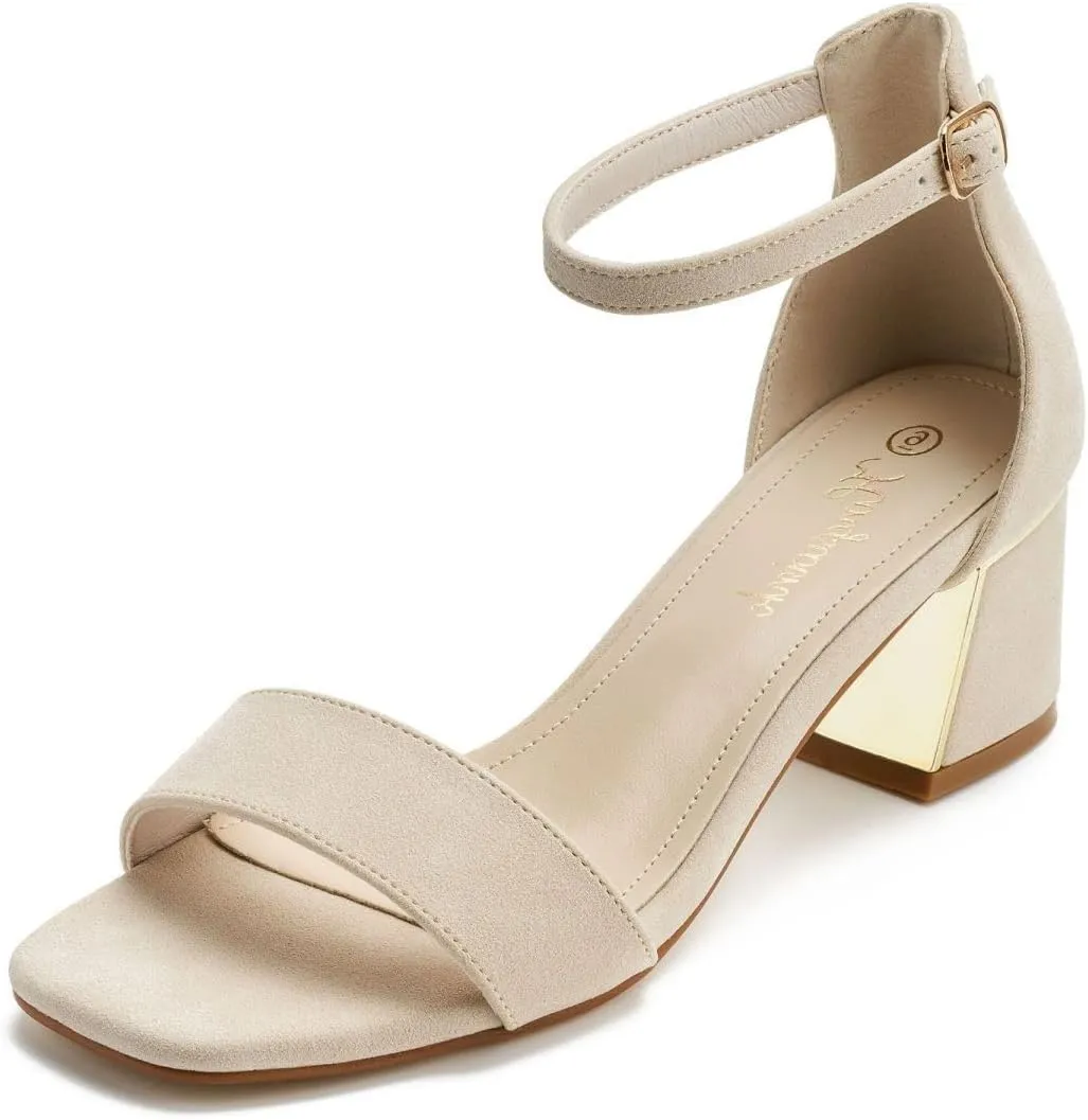 Black Gold Nude Heels for Women Chunky Heels Low Heel Dress Shoes Block Heel Sandals Short Heels Open Toe Heels Ankle Strap Heels 2 inch Heels Sparkly Glitter Heels