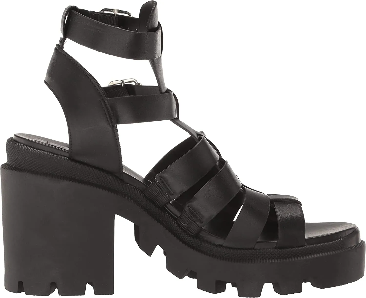 Block Madden Buckle Best-priced Steve Sandals Strappy Heel Cosmic Toe Heeled Squared Attractive pricing Black