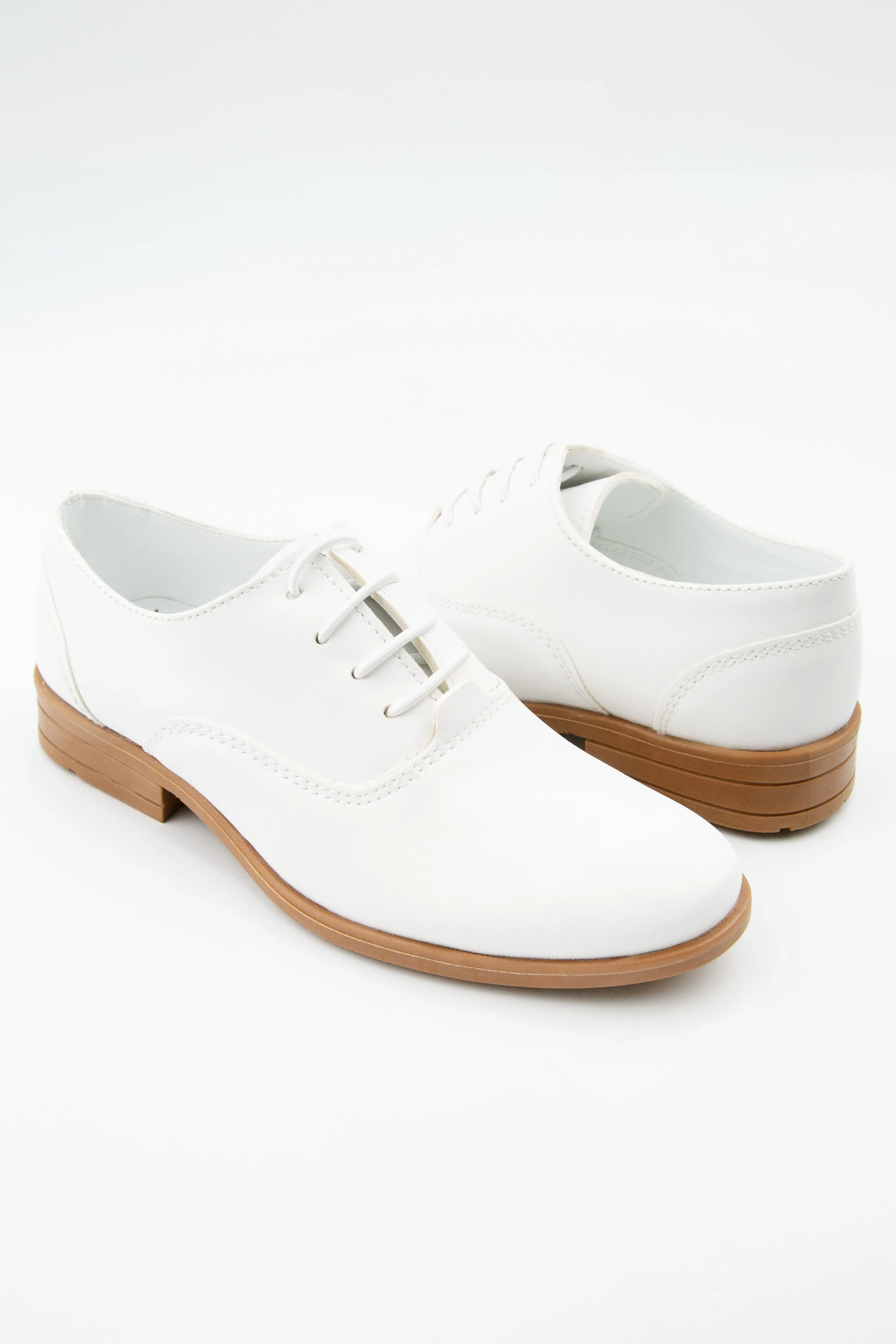 Boys Derby Communion Lace Up Dress Shoes - Majestic - White
