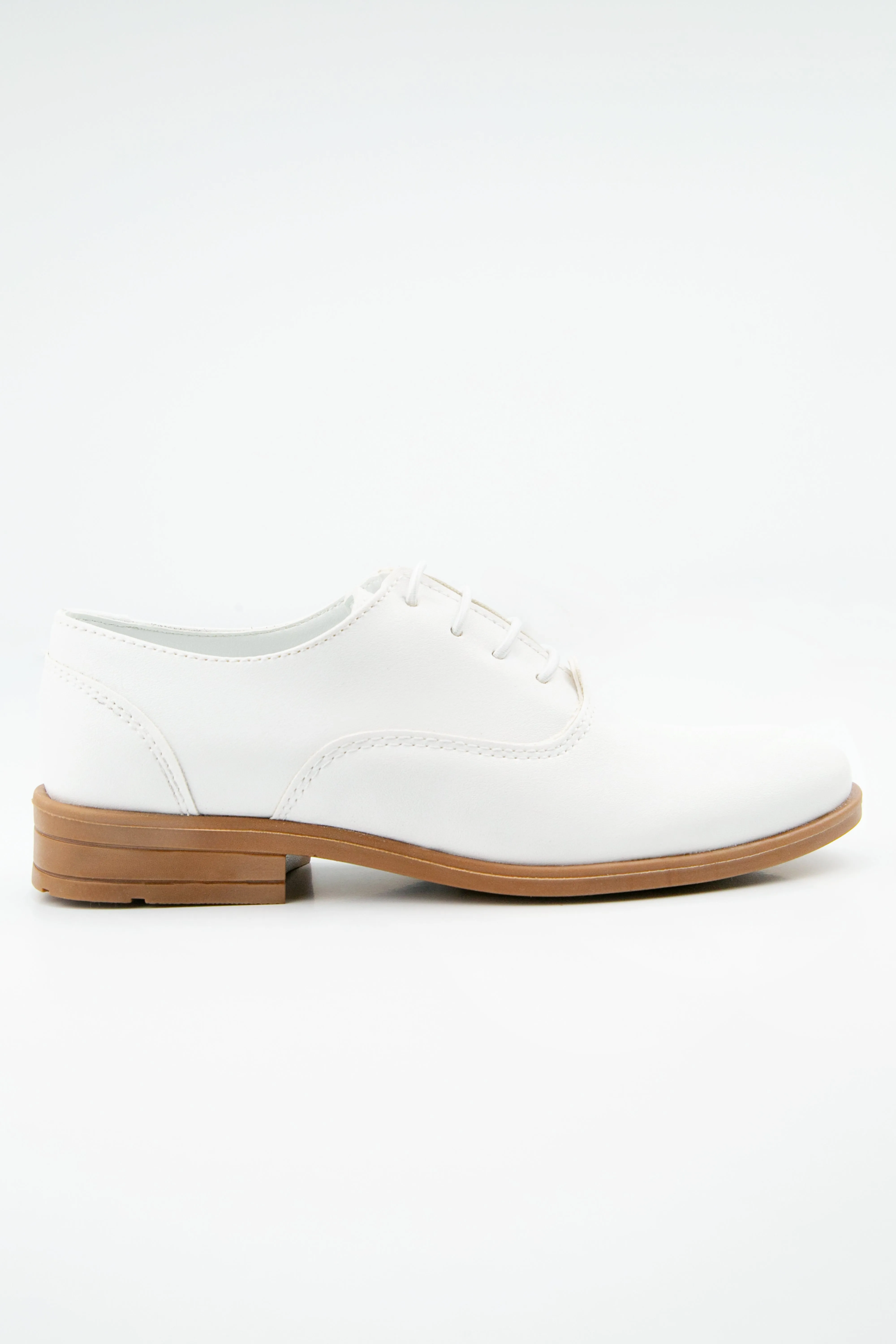 Boys Derby Communion Lace Up Dress Shoes - Majestic - White