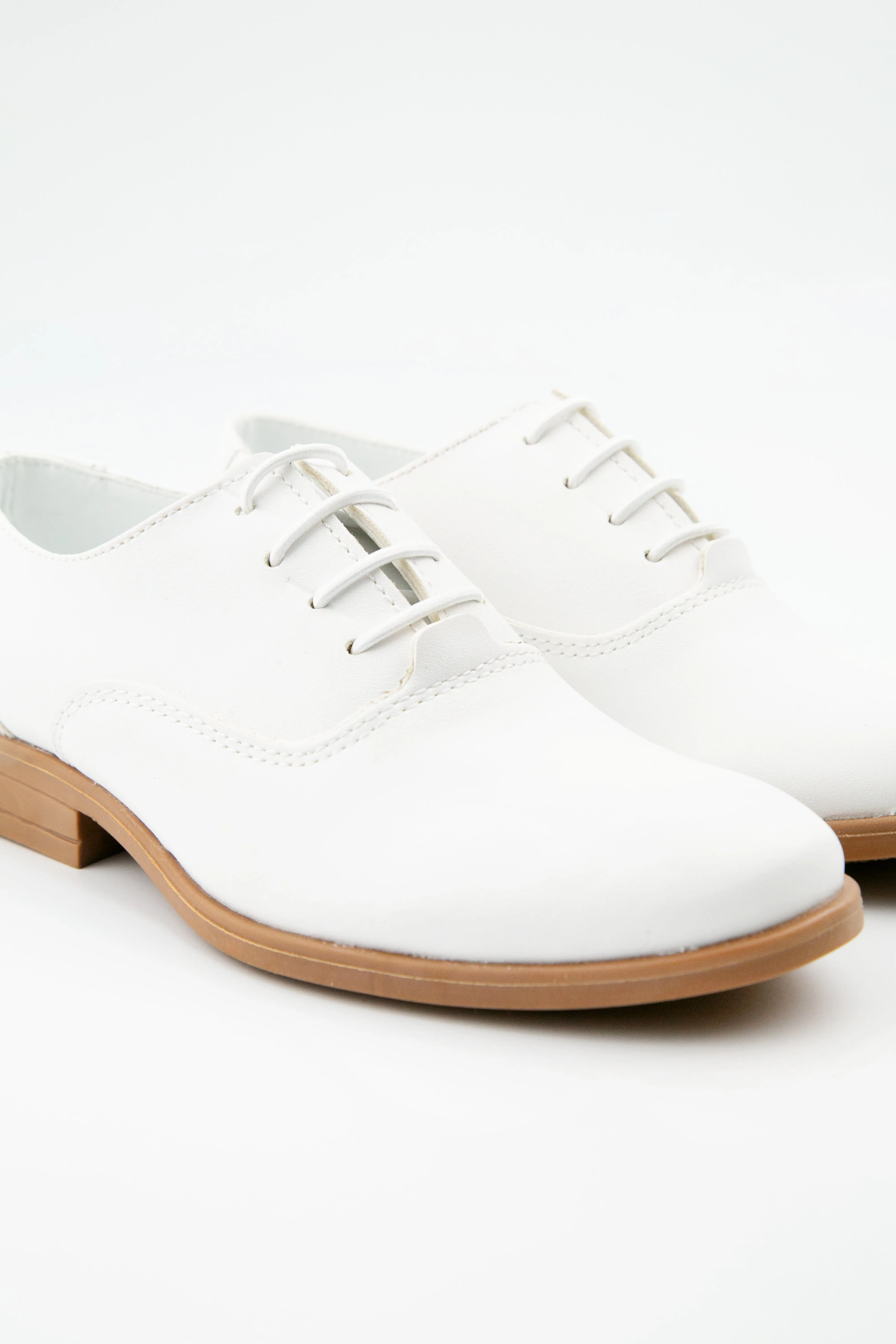 Boys Derby Communion Lace Up Dress Shoes - Majestic - White