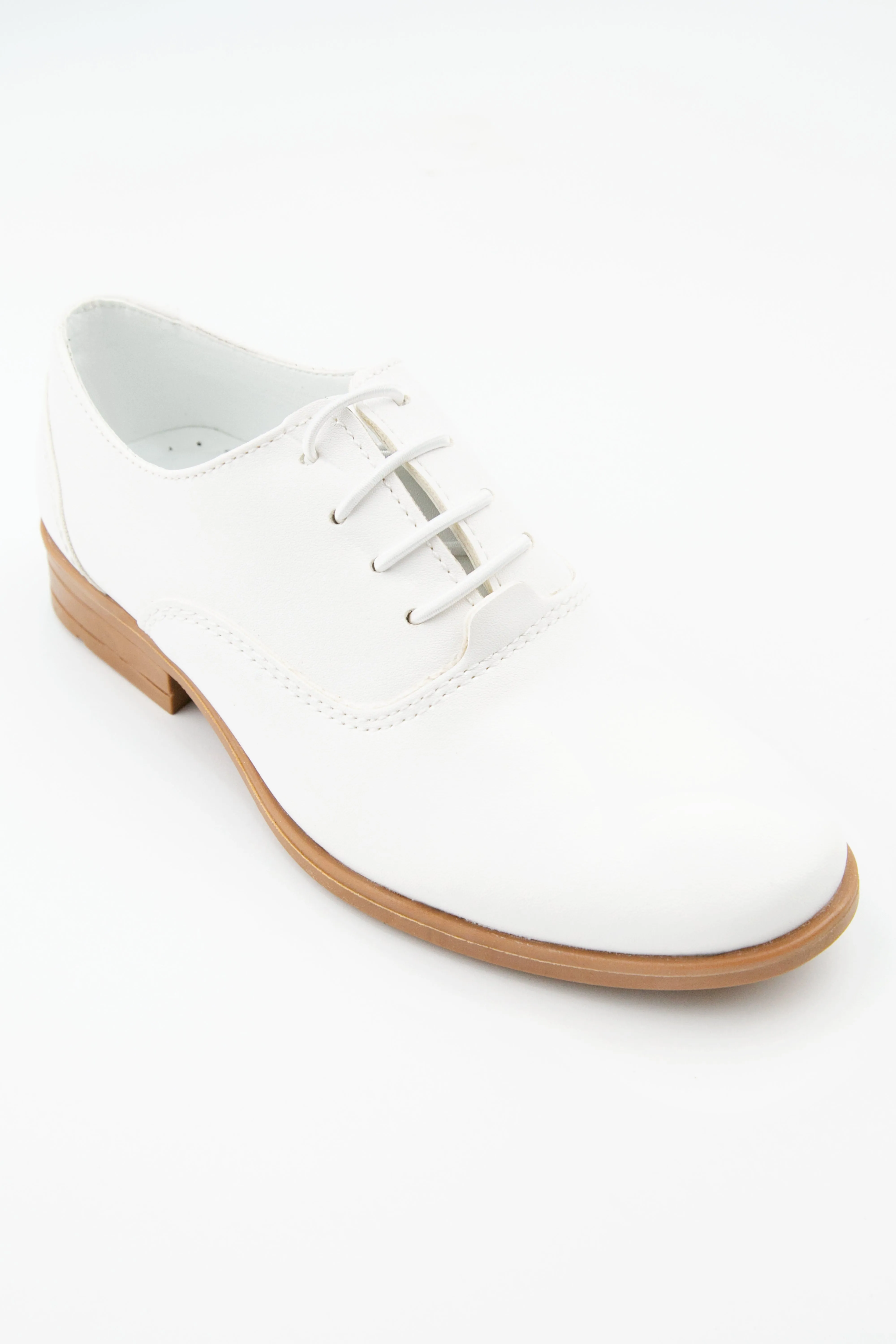 Boys Derby Communion Lace Up Dress Shoes - Majestic - White