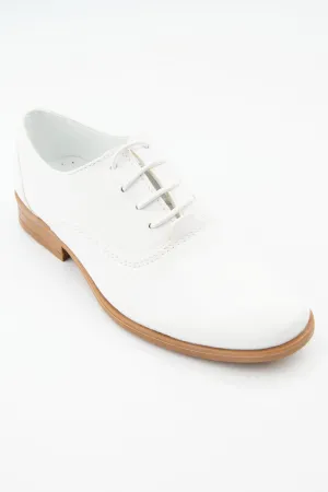 Boys Derby Communion Lace Up Dress Shoes - Majestic - White