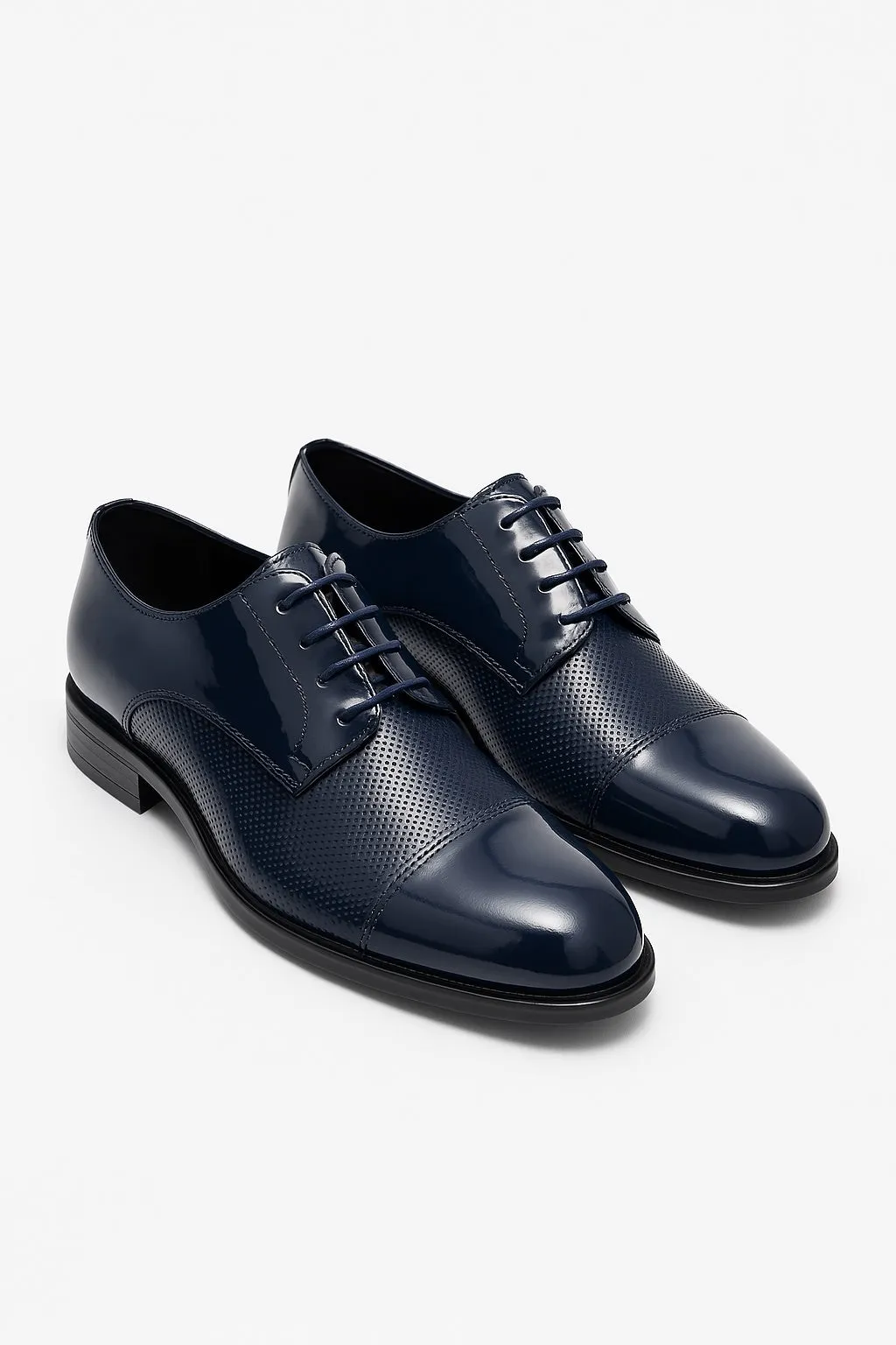 Boys Patent Navy Derby Shoes - OHIO - Navy