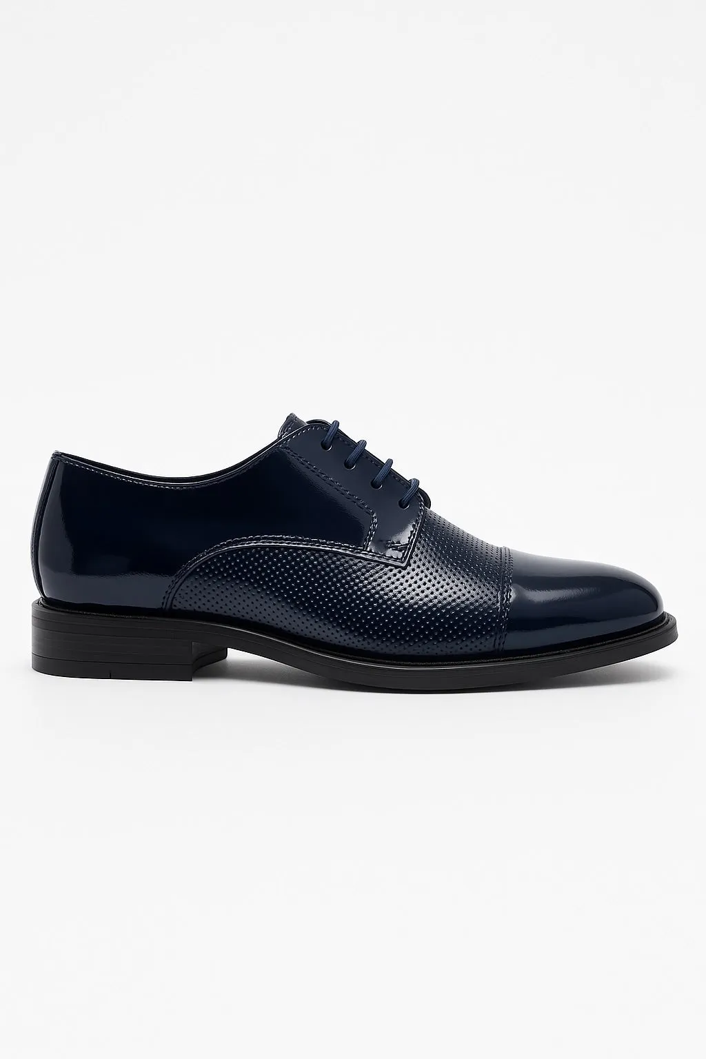 Boys Patent Navy Derby Shoes - OHIO - Navy