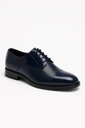 Boys Patent Navy Derby Shoes - OHIO - Navy