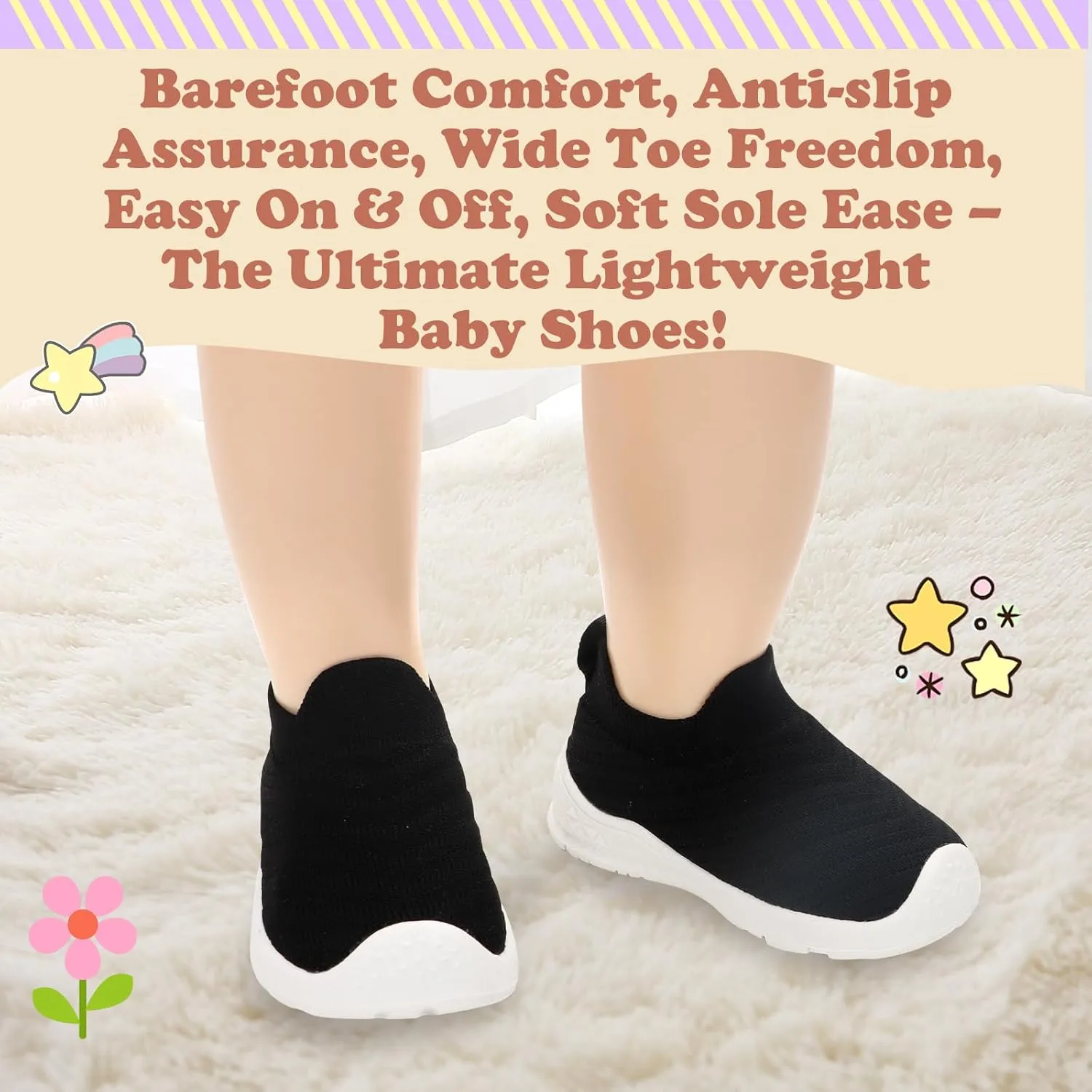 Breathable Baby Sock Shoes,Non-Slip First Walkers 6-24 months,Easy Put on Baby Walking Shoes, Flexible Mesh Toddler Sneakers Boys ,Baby Socks 12-24 months,Barefoot Infant First Steps Shoes,Baby Girl Shoes