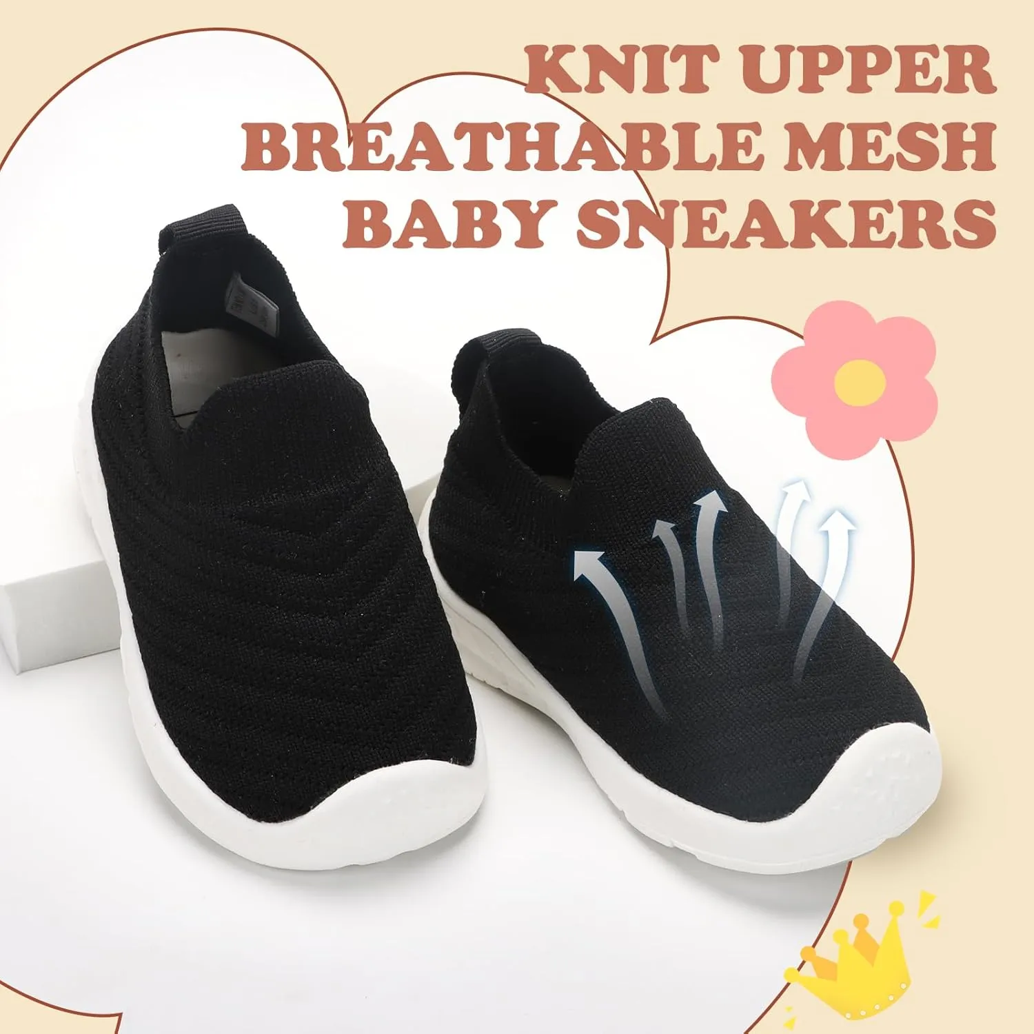 Breathable Baby Sock Shoes,Non-Slip First Walkers 6-24 months,Easy Put on Baby Walking Shoes, Flexible Mesh Toddler Sneakers Boys ,Baby Socks 12-24 months,Barefoot Infant First Steps Shoes,Baby Girl Shoes