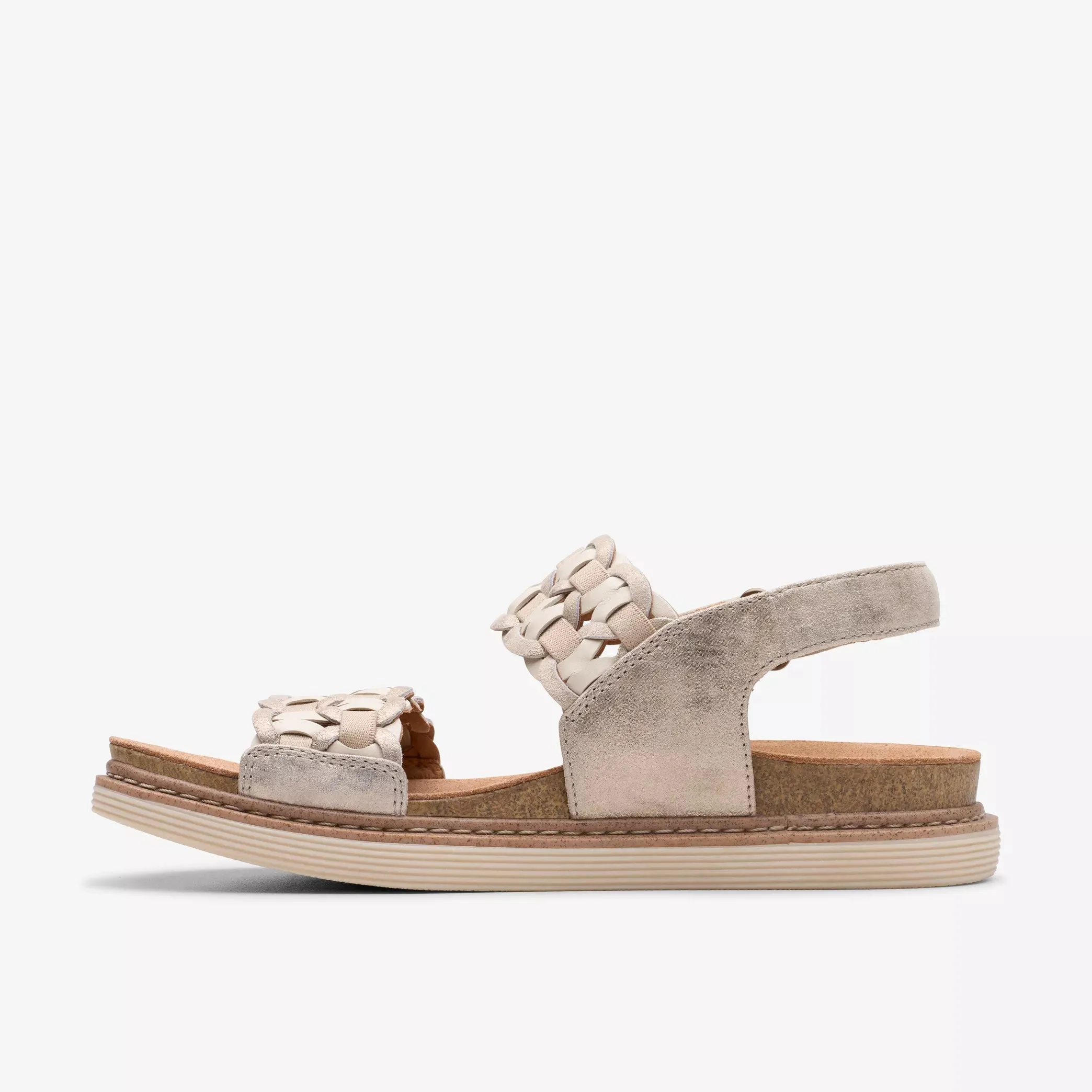 Clarks Arwell Glide Sandal – Metallic Comfort