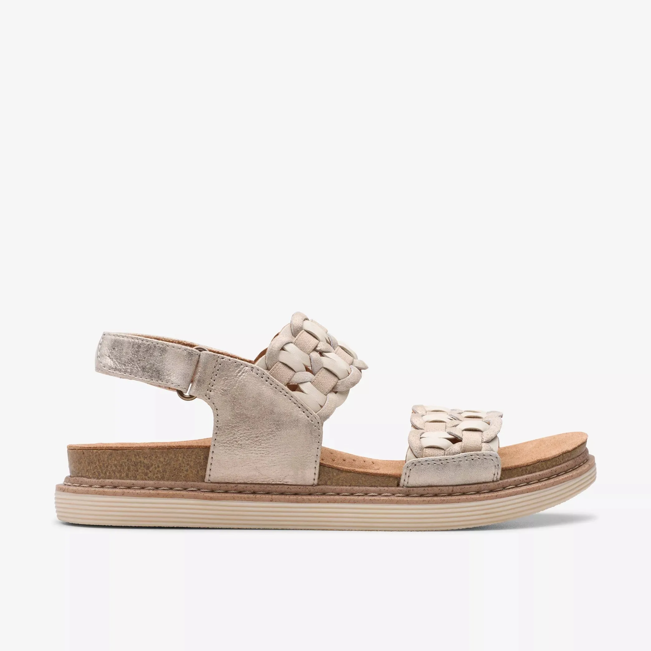 Clarks Arwell Glide Sandal – Metallic Comfort
