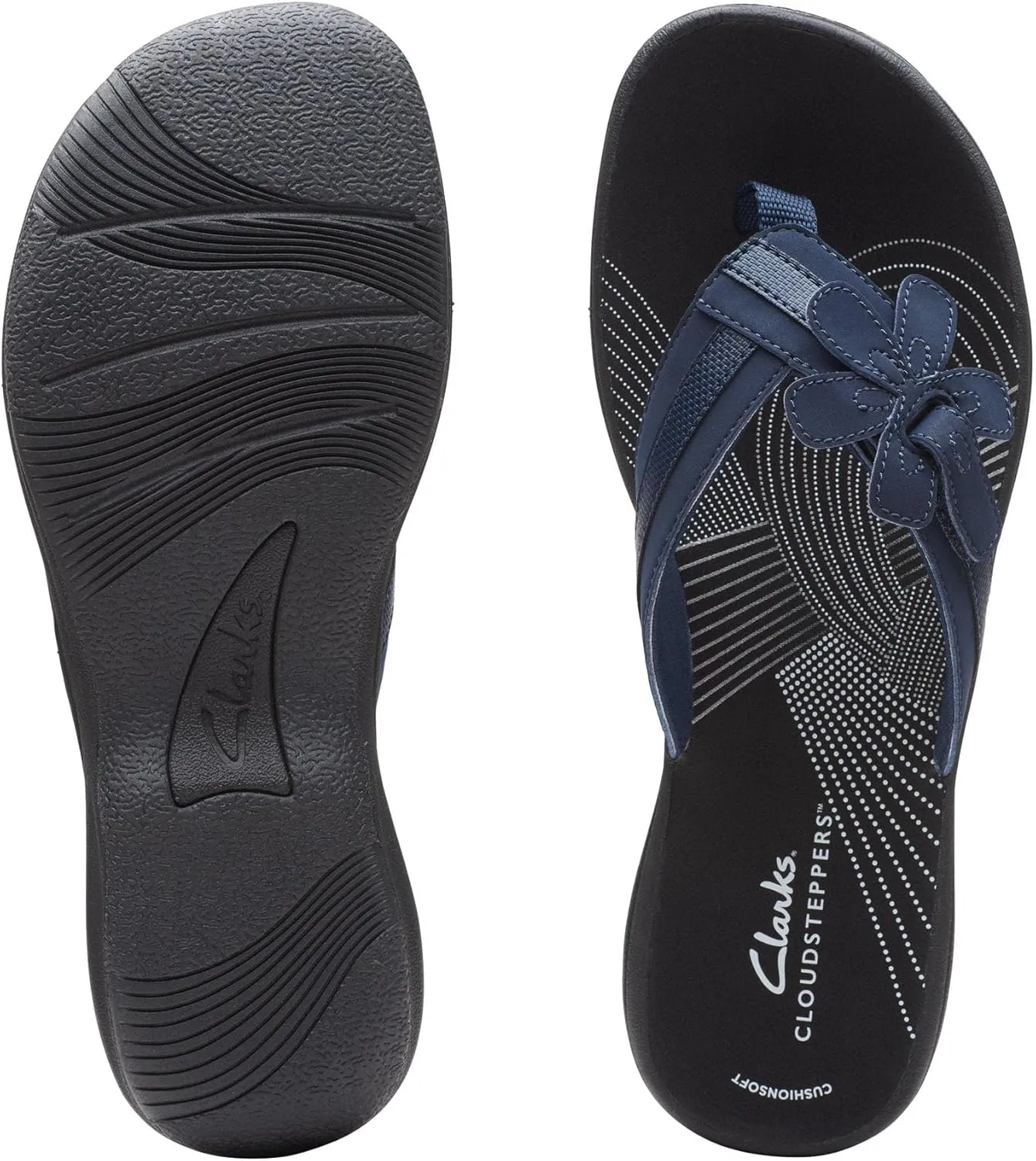 Clarks Womens Breeze Sea Flip-Flop Sandals - Comfortable Flip Flop with Adjustable Hook and Arch Support - Casual Summer Wearing Cloudsteppers for Everyday