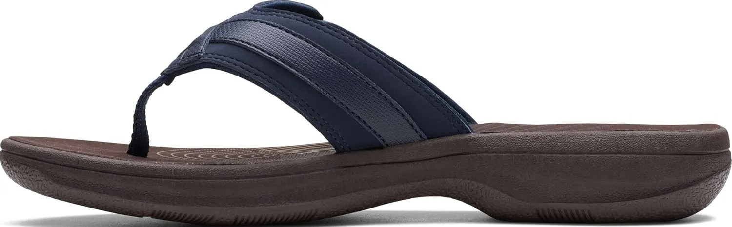 Clarks Womens Breeze Sea Flip-Flop Sandals - Comfortable Flip Flop with Adjustable Hook and Arch Support - Casual Summer Wearing Cloudsteppers for Everyday