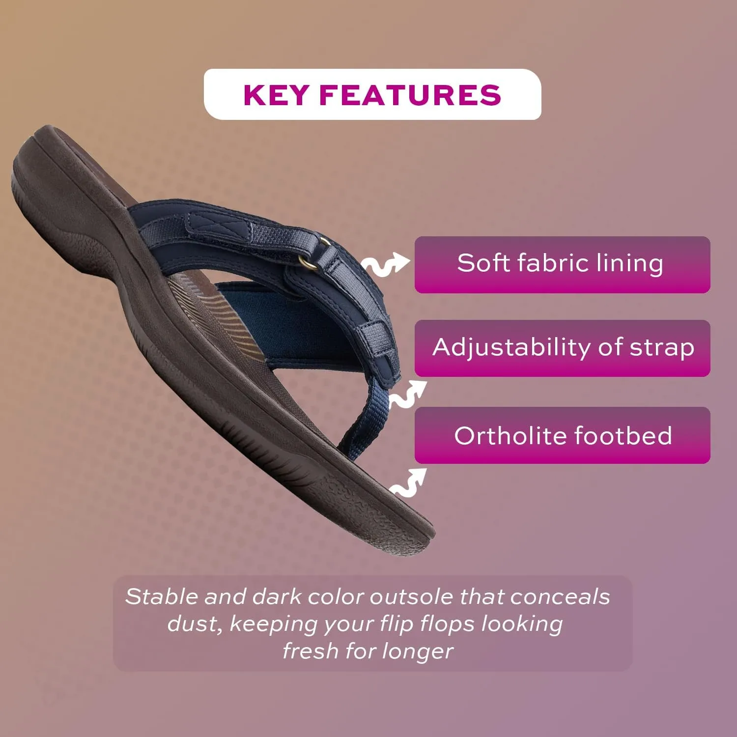 Clarks Womens Breeze Sea Flip-Flop Sandals - Comfortable Flip Flop with Adjustable Hook and Arch Support - Casual Summer Wearing Cloudsteppers for Everyday