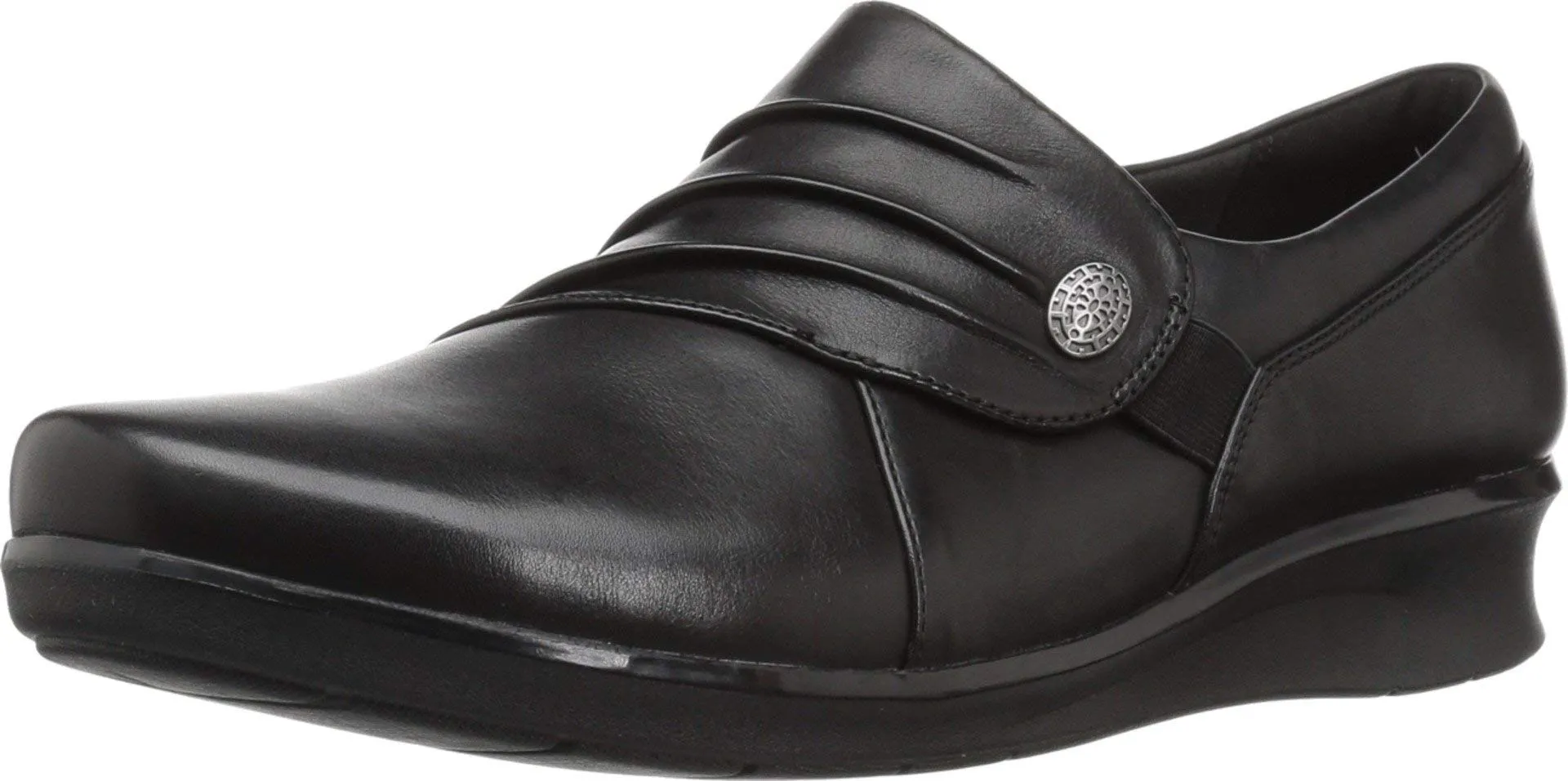 Clarks Women's Hope Roxanne Loafer, Black Leather, 9 M US