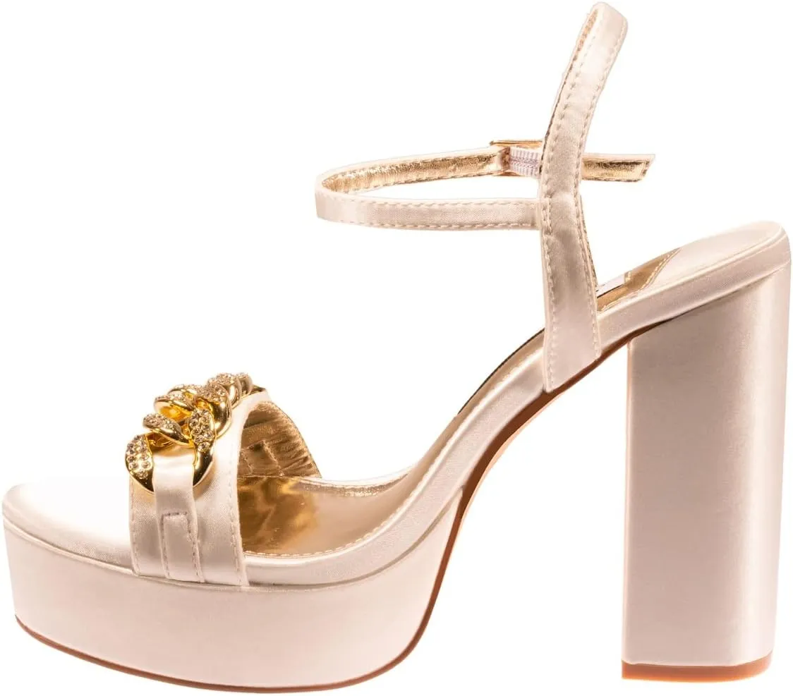 Dance Platform Sandal with Chain Ornament
