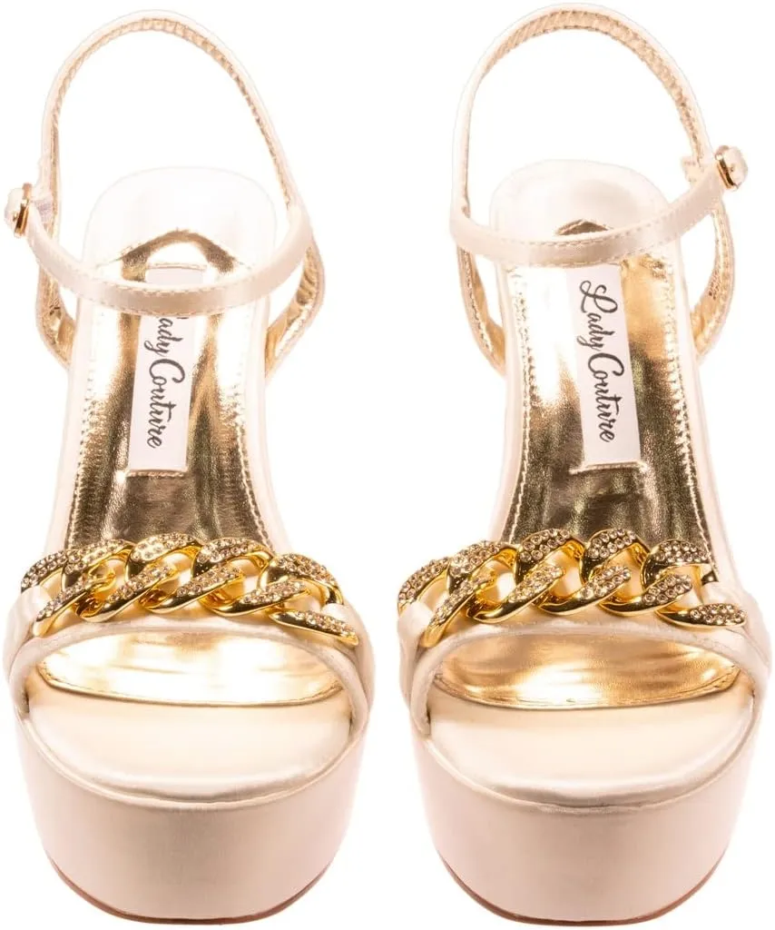Dance Platform Sandal with Chain Ornament