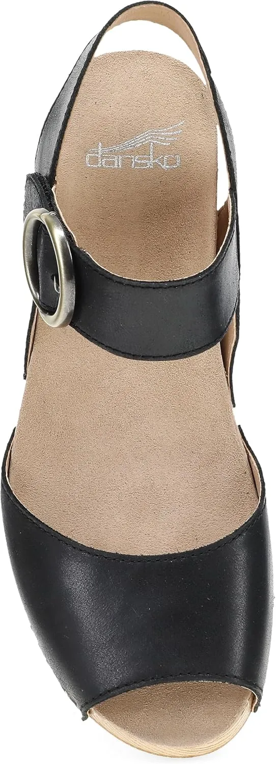 Dansko Tamra Peep Toe Sandal for Women - Quality Leathers and a Heel for a Classy, All-Day Look - Cushioned Footbed for All-Day Comfort
