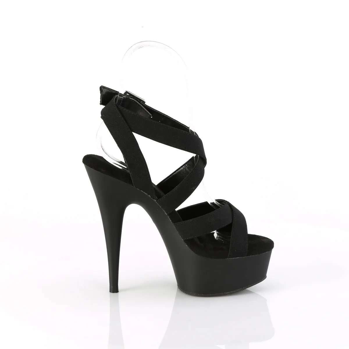 DELIGHT-638 - Black Elastic Band Platform Heels