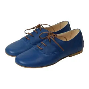 Derby - Navy Soft Leather Lace for Girl by Manuela de Juan