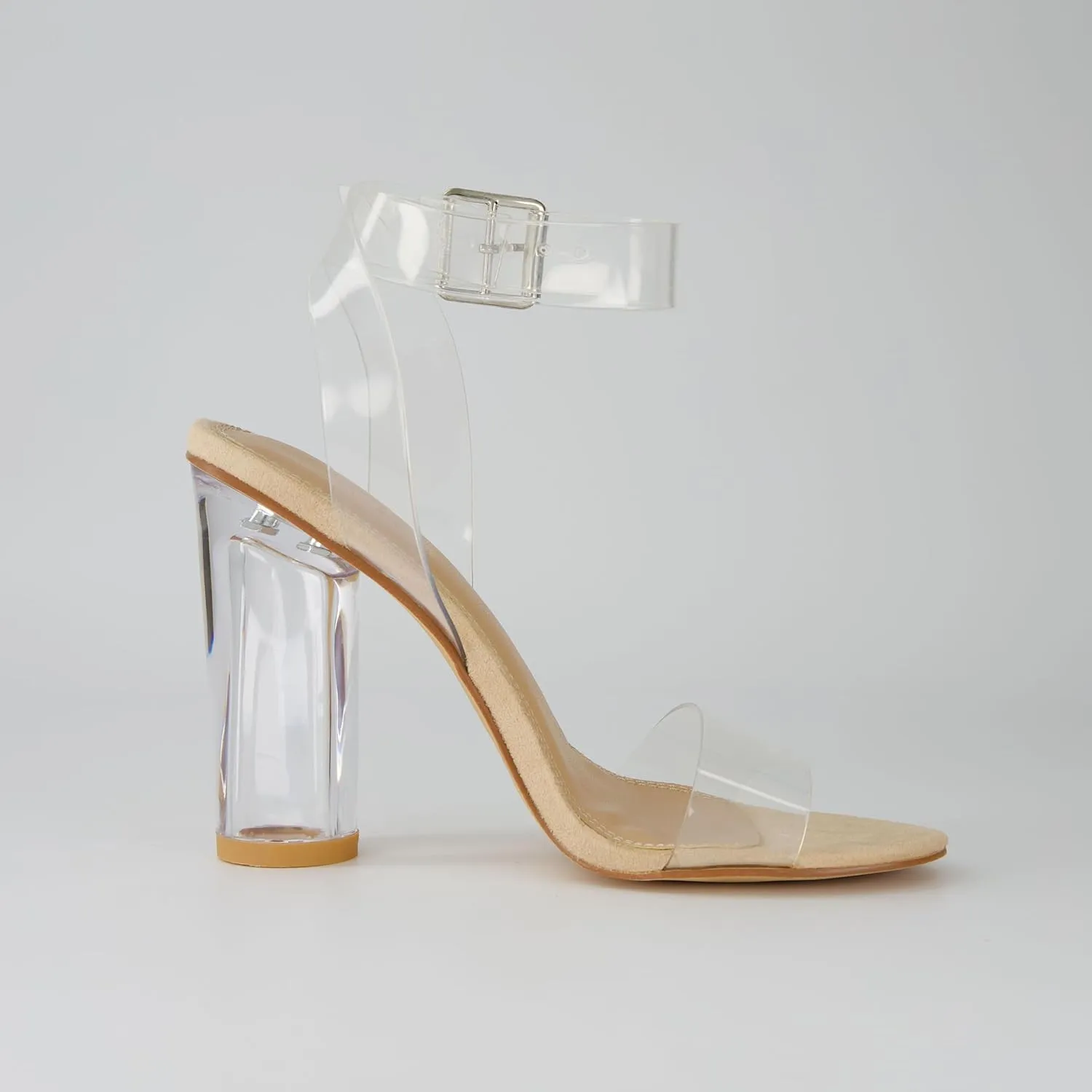 Dunes Women's Nellie Lucite Heel Sandal  Memory Foam Insoles