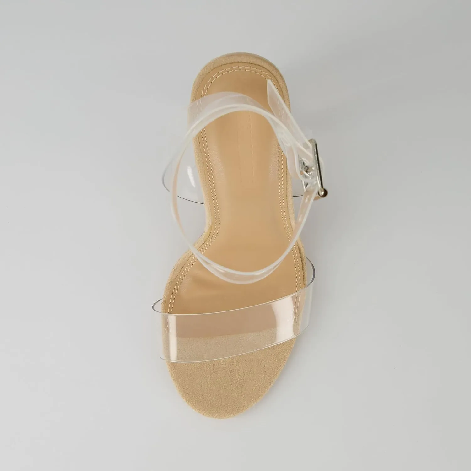 Dunes Women's Nellie Lucite Heel Sandal  Memory Foam Insoles