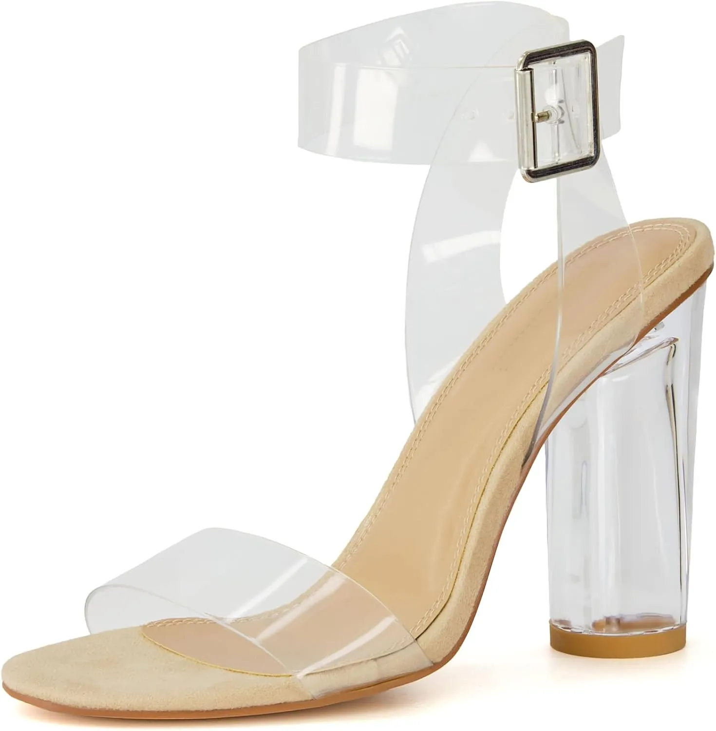 Dunes Women's Nellie Lucite Heel Sandal  Memory Foam Insoles