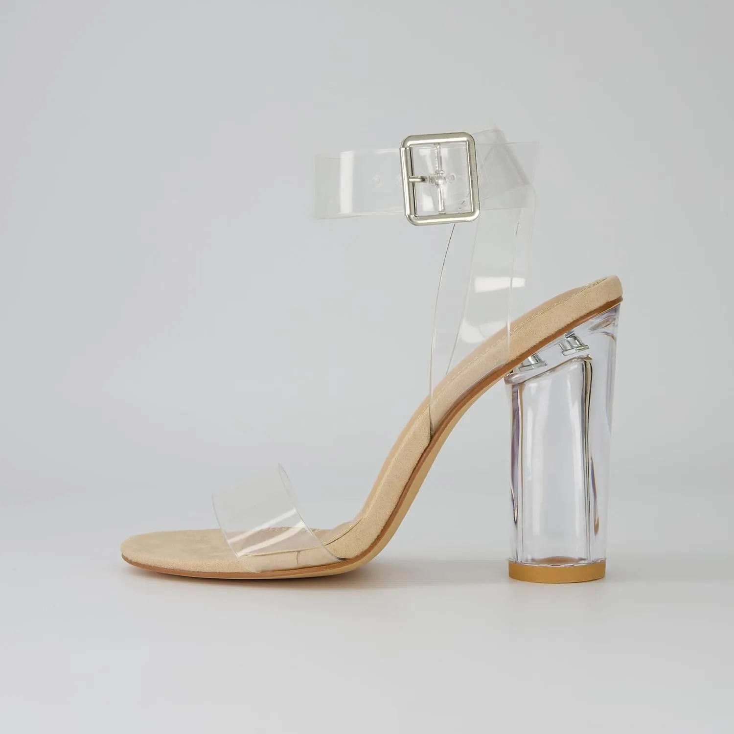 Dunes Women's Nellie Lucite Heel Sandal  Memory Foam Insoles
