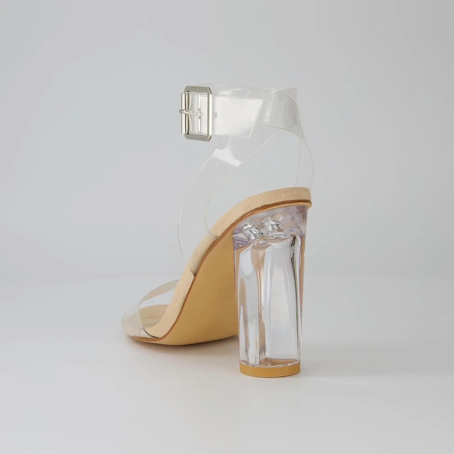 Dunes Women's Nellie Lucite Heel Sandal  Memory Foam Insoles
