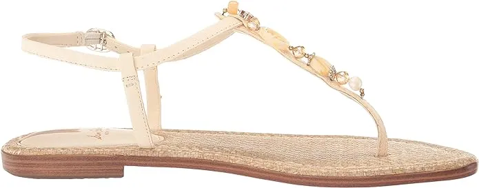 Embellished Sandal Toe Sam Modern Proactive support Open Thong Ivory Verified transactions Flat Strap Ankle Gigi Edelman