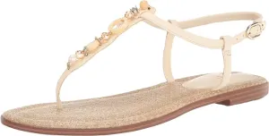 Embellished Sandal Toe Sam Modern Proactive support Open Thong Ivory Verified transactions Flat Strap Ankle Gigi Edelman