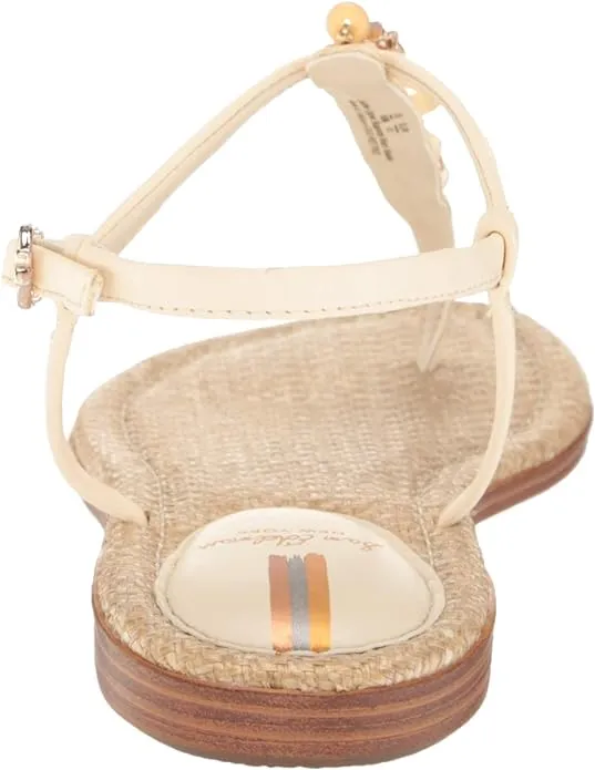 Embellished Sandal Toe Sam Modern Proactive support Open Thong Ivory Verified transactions Flat Strap Ankle Gigi Edelman