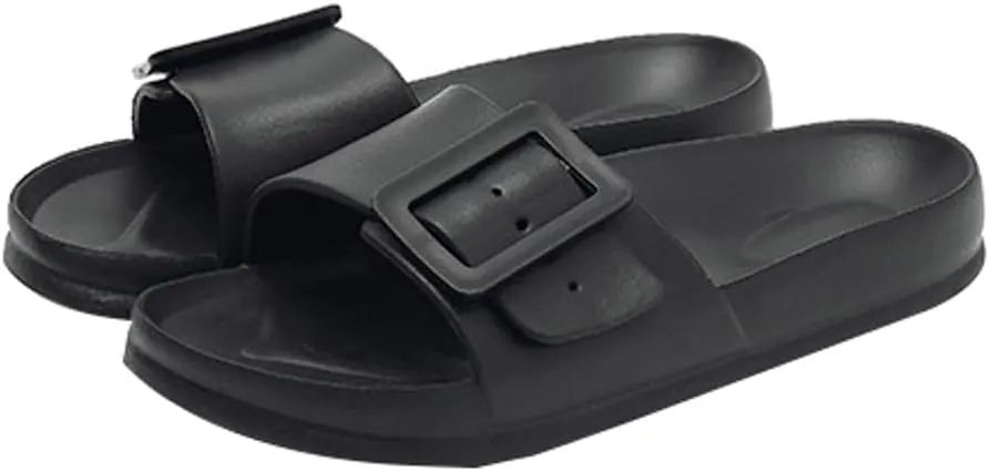 Epsion Women's Comfort Sandal Adjustable Buckle Flat Slipper Outdoor Slides with Arch Support Summer Beach Home Casual Sandles