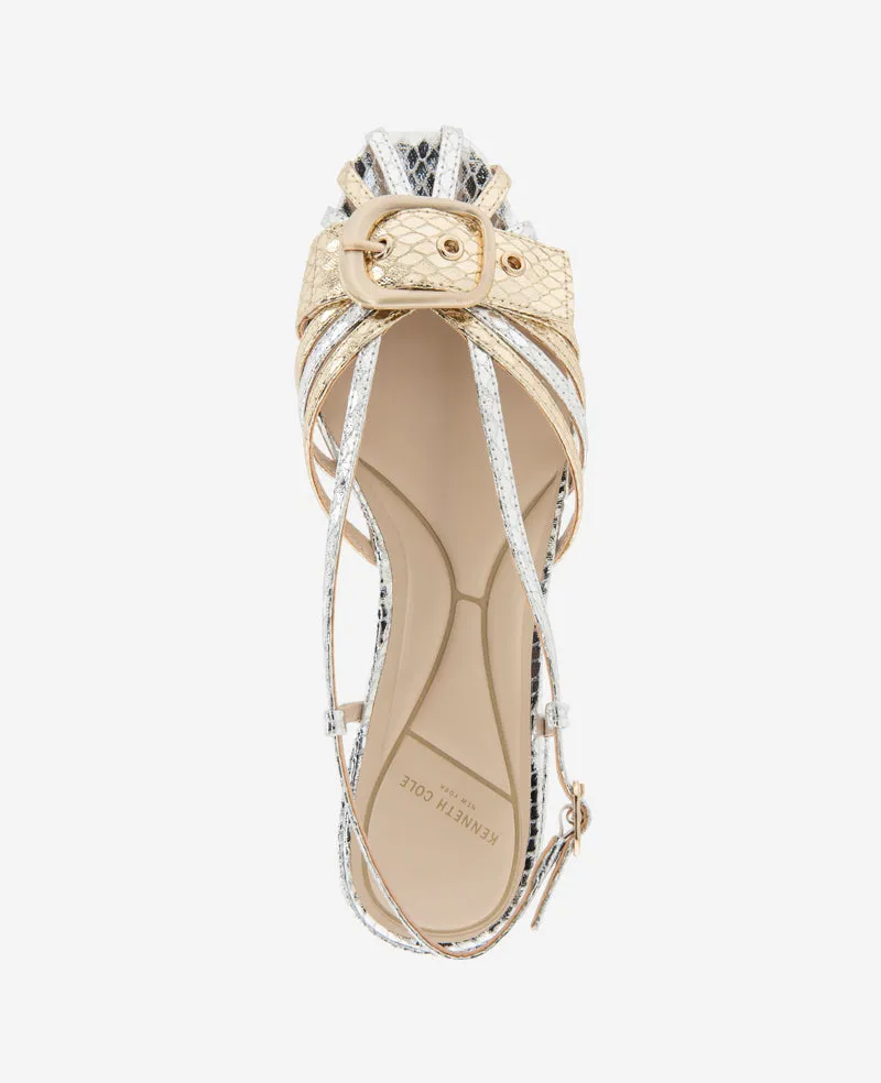 Farrah Metallic Combo Snake Caged In Buckle Sandal