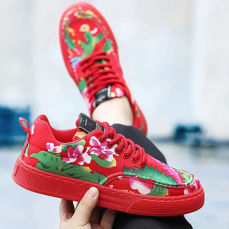 Fashion Big Flower Pattern Sneakers