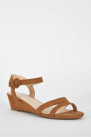 Faux Suede Low Wedge Sandal