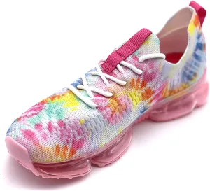Forever Link Womens Air Cushion Fashion Sneakers Breathable Knit Comfortable Lightweight Walking Shoes, Multi Tie Dye, 8.5