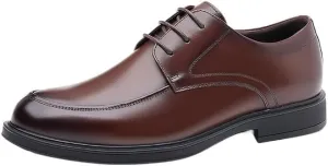 Formal Oxford Shoes for Men Lace Up Round Toe Vegan Leather Apron Toe Derby Shoes Block Heel Rubber Sole Anti-Slip Classic