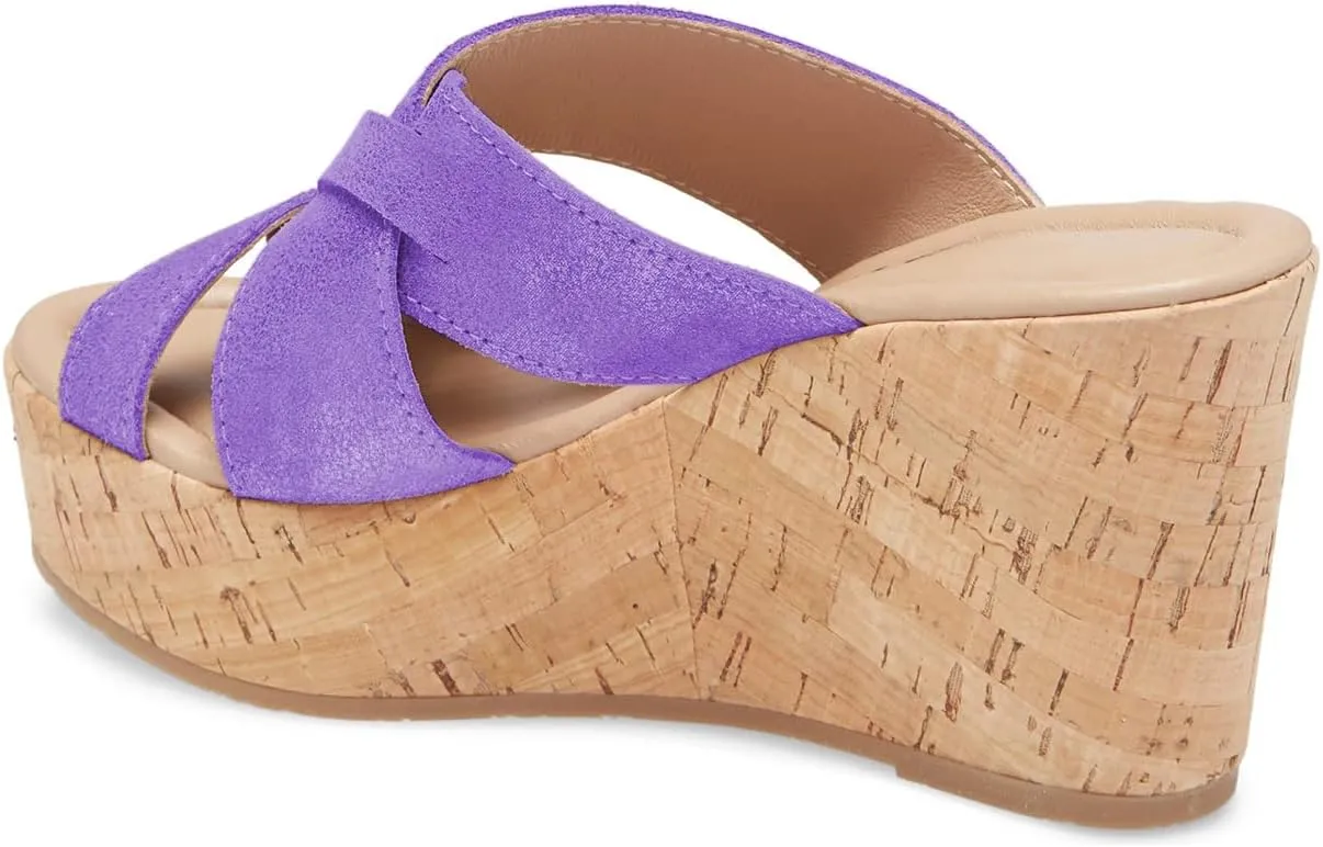 FOWT Women’s Cork Wedge Sandals Cross Strappy High Platform Open Toe Slippers Slip-On Chunky Heels Wide Width Available Shoes Outdoor Beach Casual Size 4-16 US