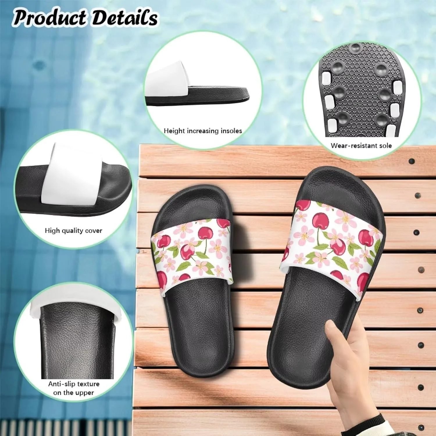 Girls Slides Sandals Anti Slip Shower Pool Sandal Ultra Comfy Open Toe Slippers for Indoor Outdoor Little Kid/Big Kid